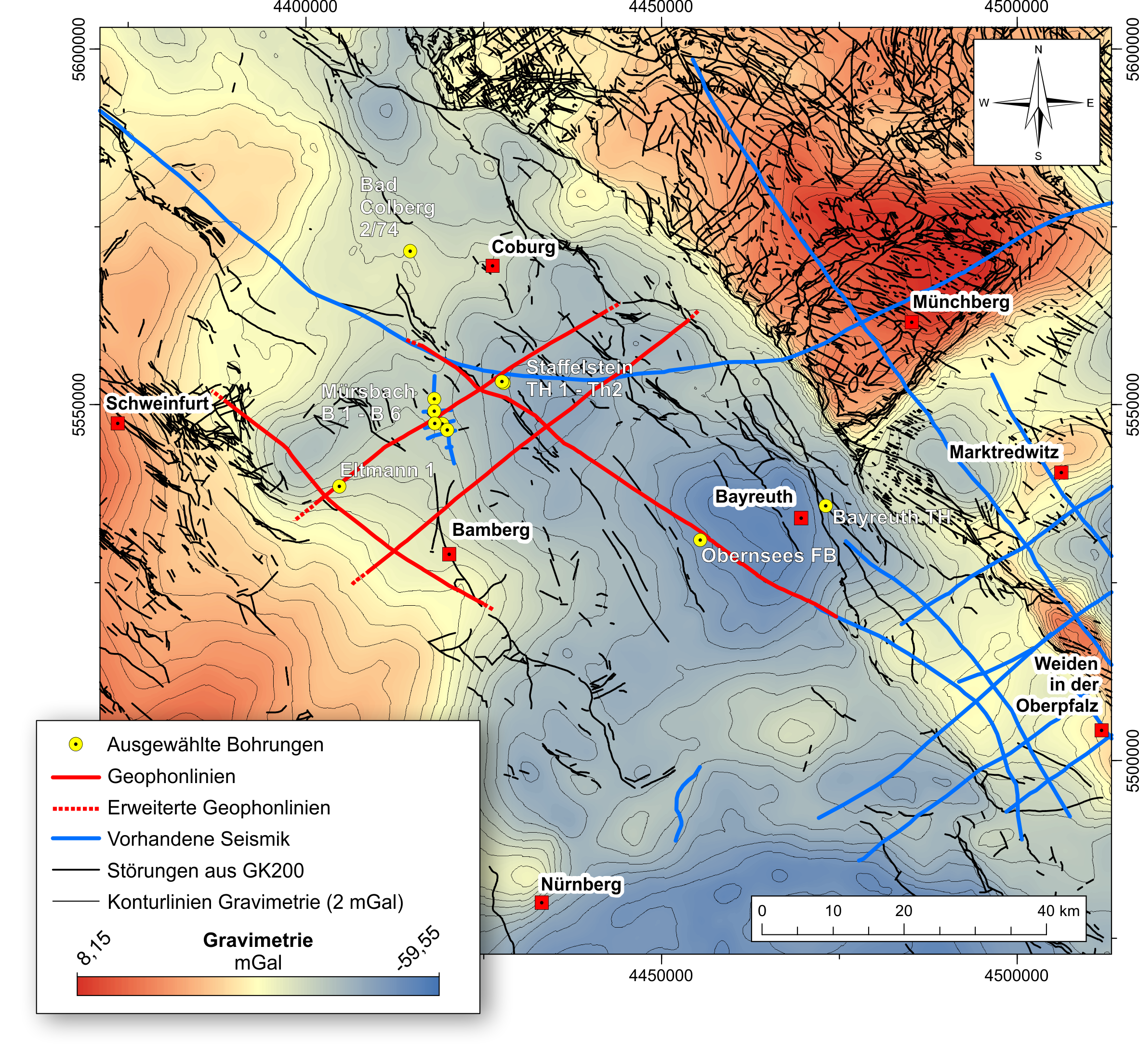 Geological basis for the planning of 2D seismics (basic data: gravity map of Germany, LIAG) (Created by: Andreas Eberts)